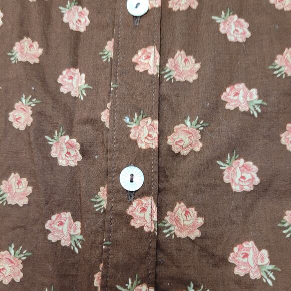 Vintage Lauren Raph Lauren brown rose floral button down top long sleeve boho - Picture 5 of 7